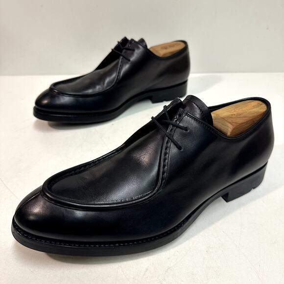 EUC Prada Tyrolean Derby Brushed Leather Split Toe Laced Black Italy UK 9 US 10 - Picture 5 of 12